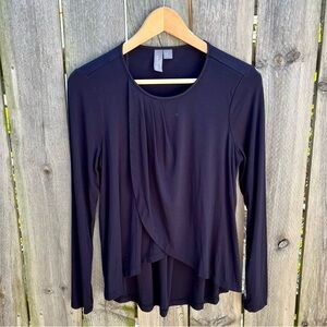 *Sweaty Betty | Draped Long Sleeve Wrap Hem Top Navy Size 4